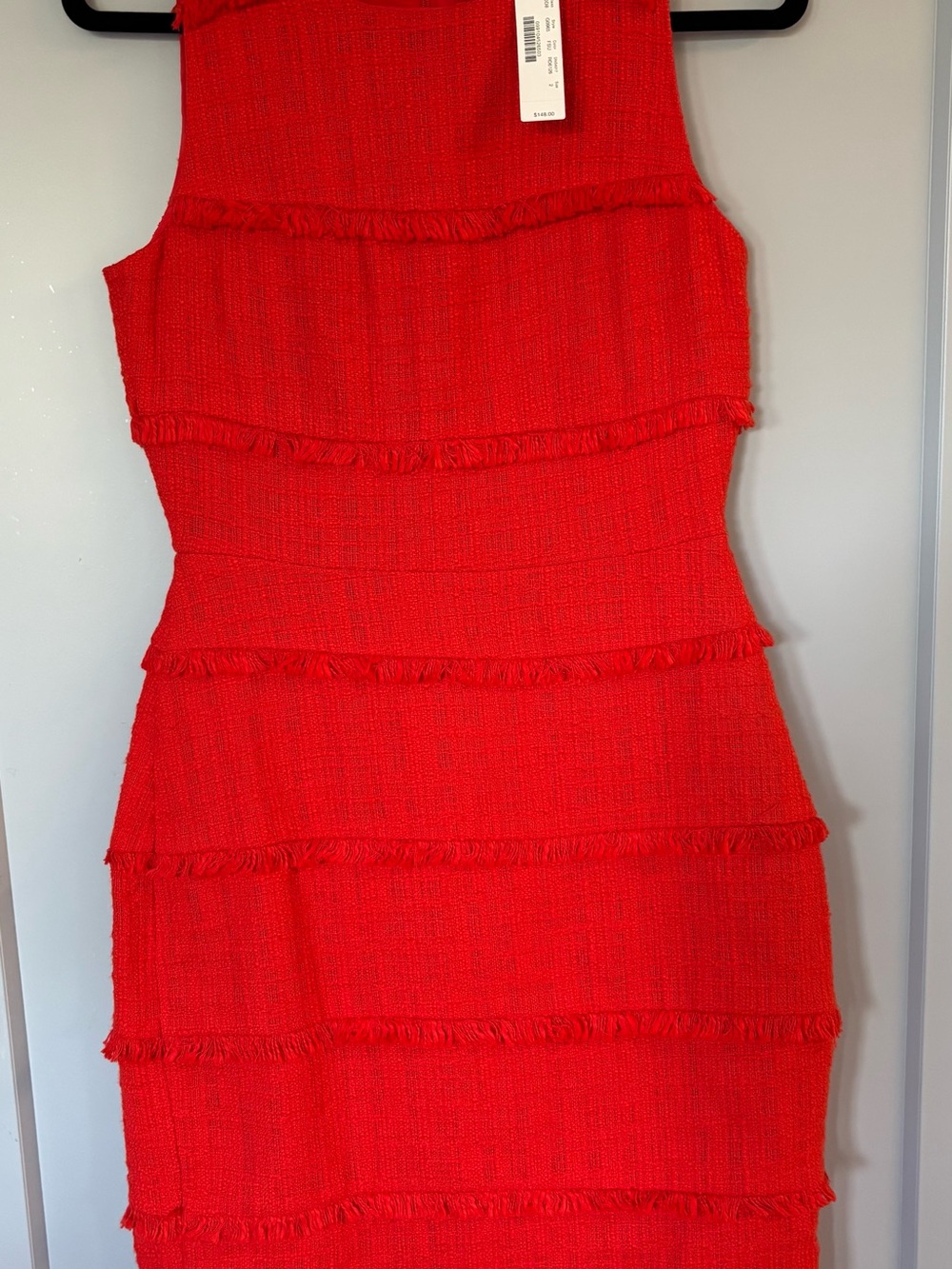 J. Crew Red Fringe Sheath Dress